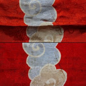 6) Kimono (inizi XX sec.). Particolare prima e dopo il restauro.